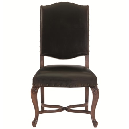 Leather Upholstered Side Chair with Cabriole Legs