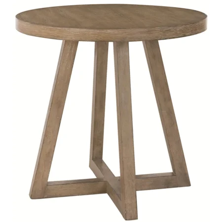 Round Chairside Table with Angled Legs & Stretchers