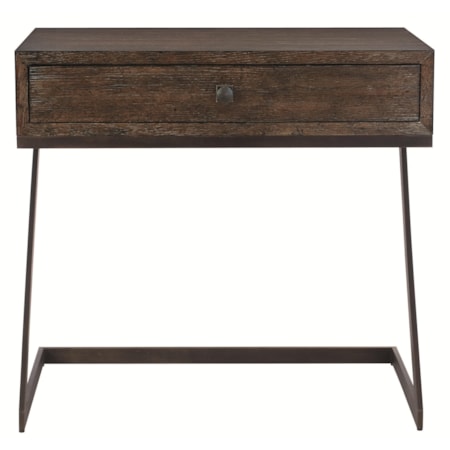 Single Drawer Nightstand with Metal Base