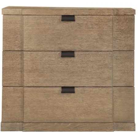 3-Drawer Nightstand with Textured Finish & Metal Handles