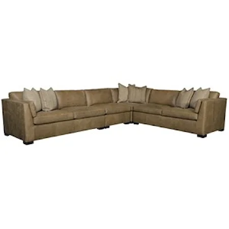Contemporary Leather Five Seat Sectional Sofa