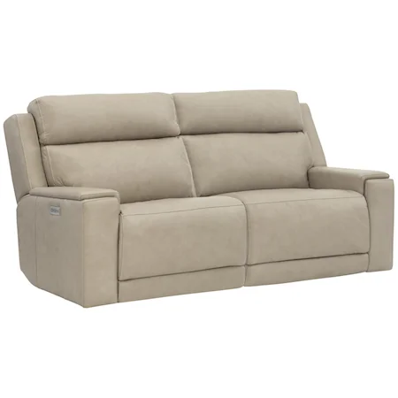 Contemporary Power Motion Loveseat with Power Tilt Headrests and USB Charging Ports