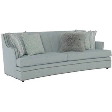 Transitional Channeled Back Sofa with Nailheads and Two Sets of Toss Pillows