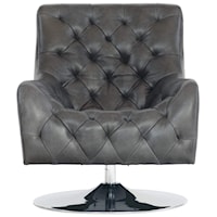 Contemporary Swivel Chair with Button Tufting
