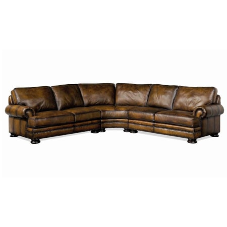 Leather Sectional Sofa with Nailhead Trim