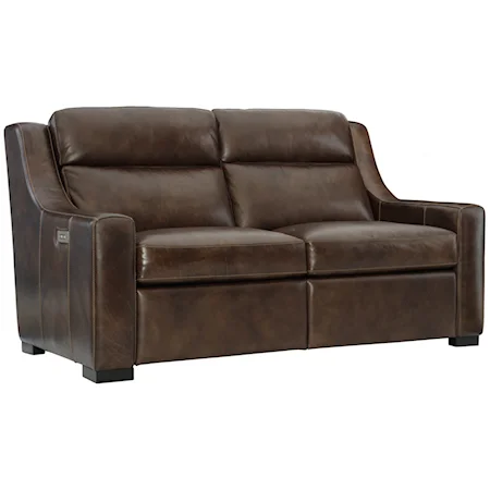 Transitional Power Motion Loveseat with Power Headrests and USB Ports