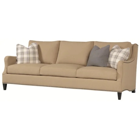 Contemporary Sofa with Thin Track Arms and Nail Heads