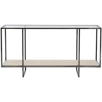 Contemporary Metal Console Table with Stone Shelf