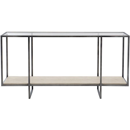 Contemporary Metal Console Table with Stone Shelf