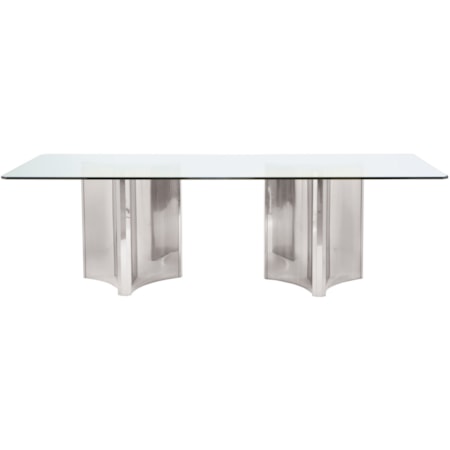 Metal Dining Table with Glass Top