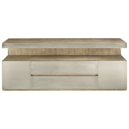 Contemporary Entertainment Console with Stainless Steel Paneling