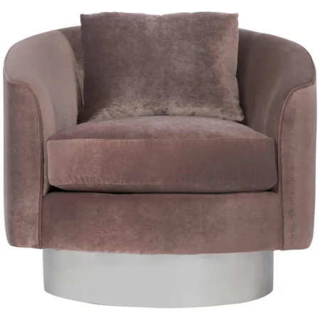Barrel Back Swivel Chair with Silver Leaf Finish Base