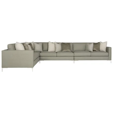 Contemporary Six Seat Sectional Sofa with Metal Legs