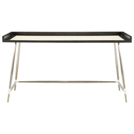 Contemporary Writing Desk with Leather Panel