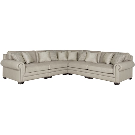 Transitional Sectional Sofa with Nailhead Trim