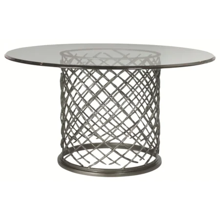 Modern Metal Dining Table with Glass Top (54")