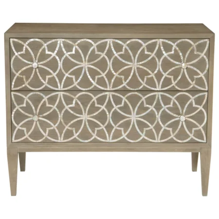 Two Drawer Accent Chest with Mother of Pearl Inlay