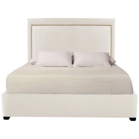King Upholstered Panel Bed with Nailhead Trim