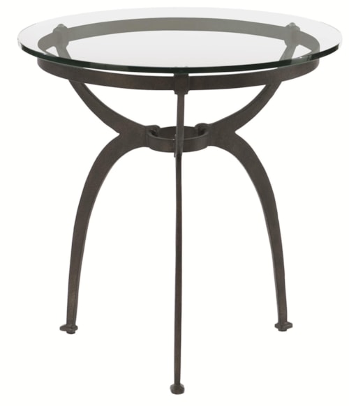 Ariana Round End Table with Glas Top and Metal Base