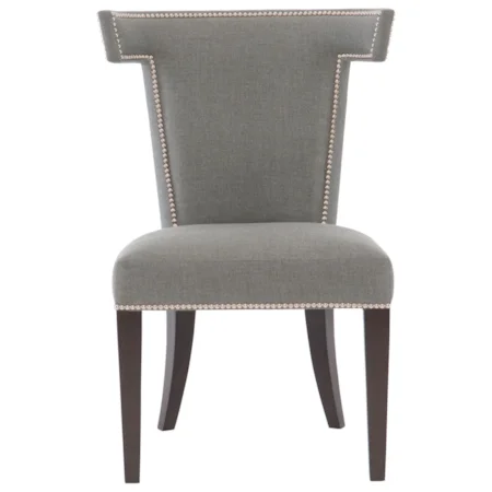 Transitional Side Chair with Nailhead Trim and Cocoa Wood Finish