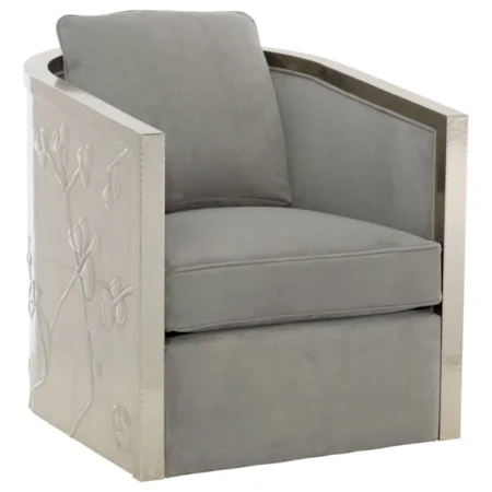 Contemporary Swivel Chair with German Silver Frame