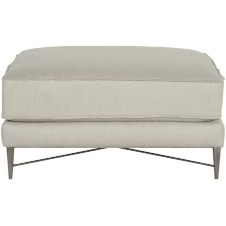 Contemporary Ottoman with Exposed Metal Legs and Stretcher