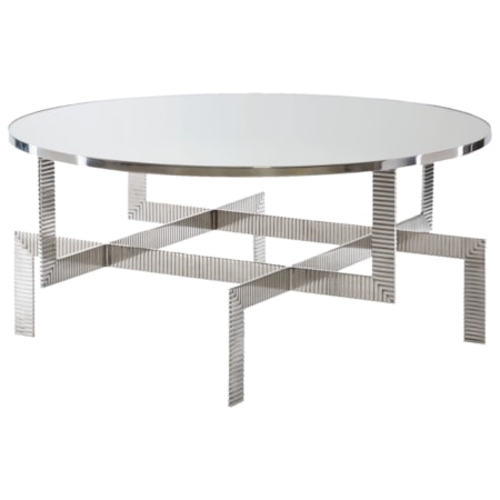 Modern Round Cocktail Table with Glass Top
