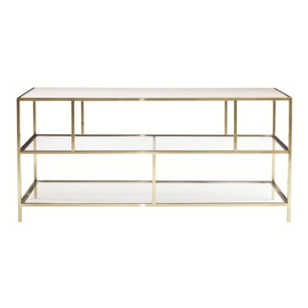 Entertainment Console with Inset Glass Shelves
