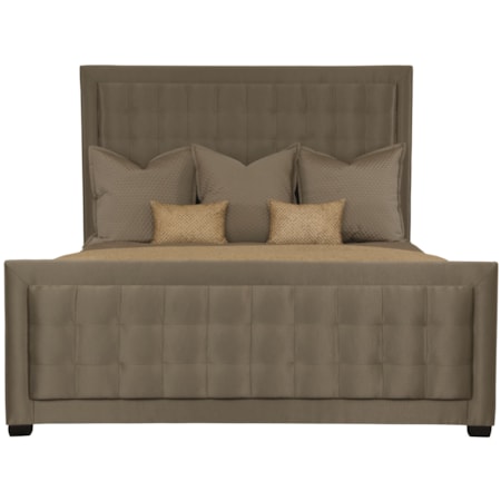 <b>Customizable</b> King Upholstered Panel Bed with Tufted Center Panel