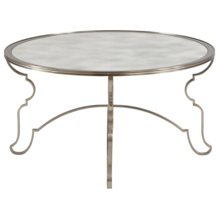 Round Cocktail Table with Antique Mirror Top