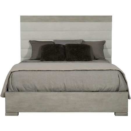 Contemporary Linea King Upholstered Panel Bed