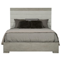 Customizable Transitional King Upholstered Bed with Channeling