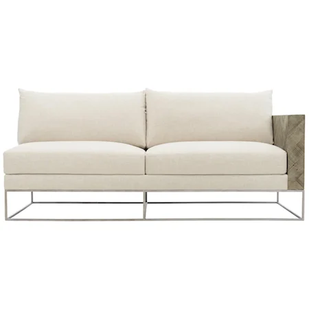 Brooklyn Contemporary Right Arm Loveseat with Luxe Down Pillows and Cushions