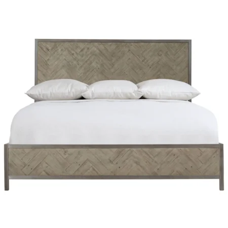 Rustic-Modern King Panel Bed with Solid Wood Overlays