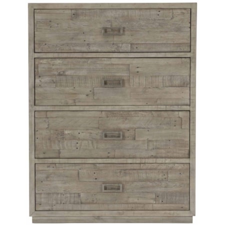 Rustic-Modern 4-Drawer Chest Solid Wood Overlays