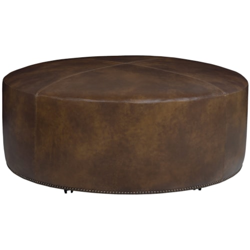 Round 48" Cocktail Ottoman with Nailhead Trim