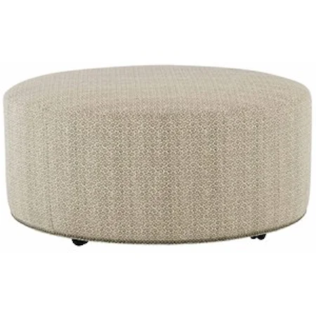 Round 40" Cocktail Ottoman with Nailhead Trim