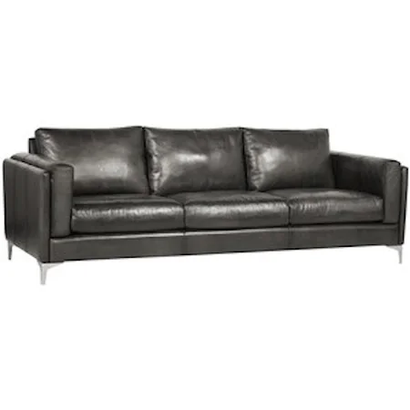 Contemporary Leather Sofa with Metal Legs