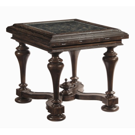 Marquis End Table with Brass Nail Boarder