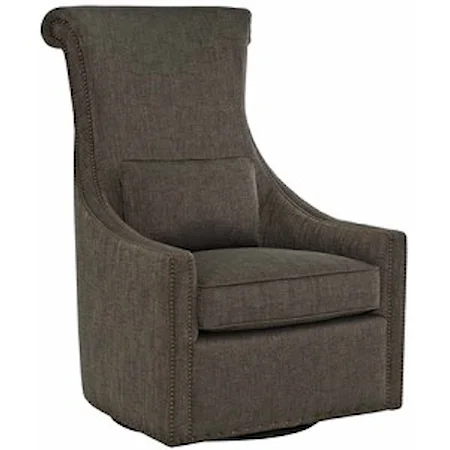 High Back Swivel Chair with Nailhead Trim