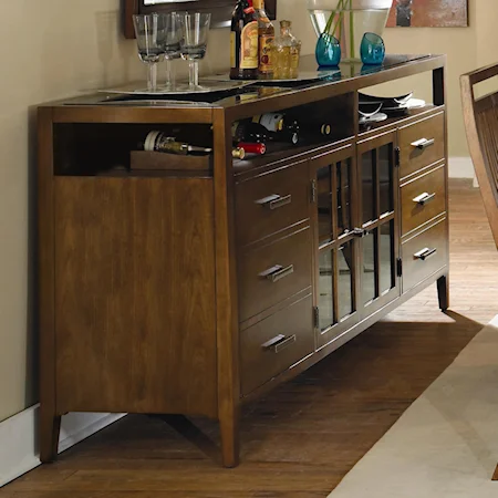 3-Drawer Sideboard with Glass-Panel Doors