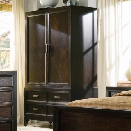Armoire with Fancy Face Veneer Pocket Doors