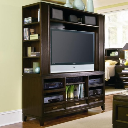 Entertainment Center with Front and Side Open Compartments