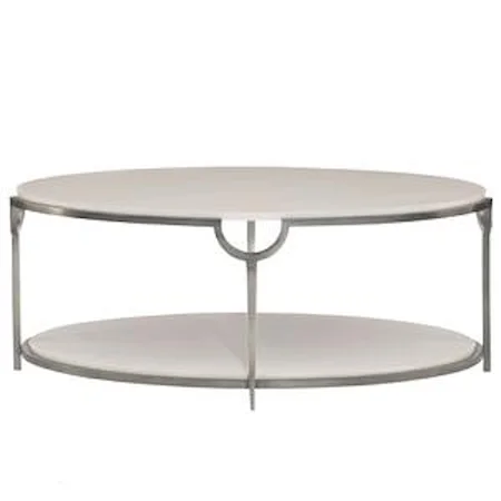 Oval Cocktail Table with Faux Marble Top