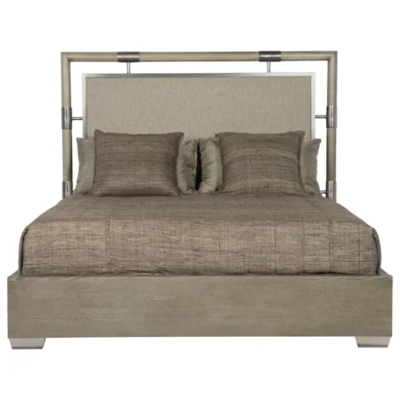 King Upholstered Panel Bed with Floating Headboard Panel