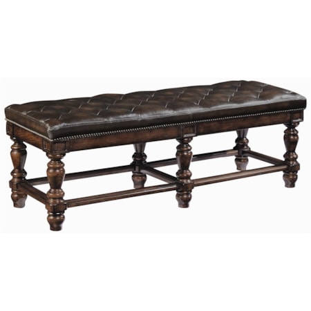 Bench With Tufted Leather Seat