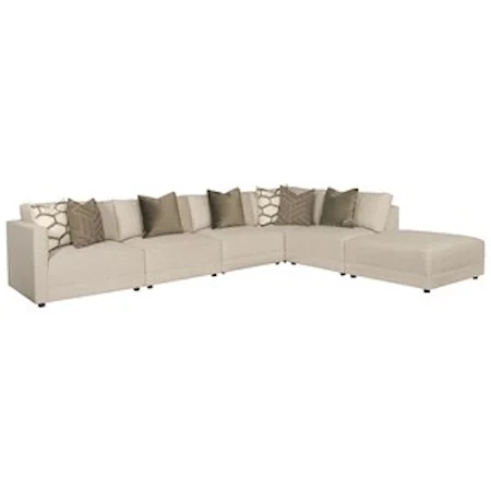 Contemporary Six Piece Sectional with Bumper Ottoman