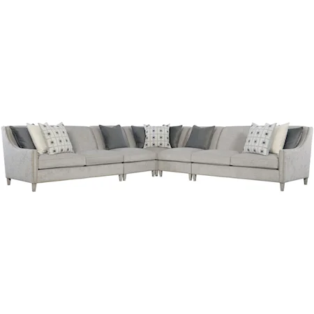 Transitional 5-Piece Sectional with Nailhead Trim