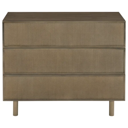 Three Drawer Nightstand with Stainless Steel Mesh Drawer Fronts