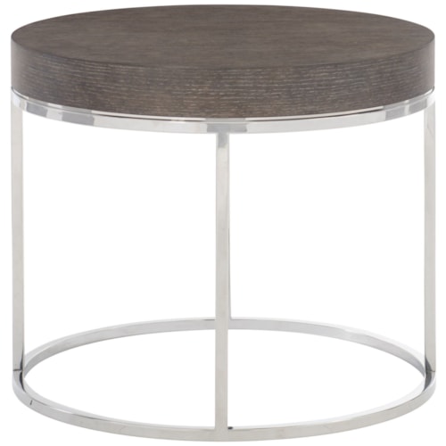 Contemporary Round End Table with Metal Base